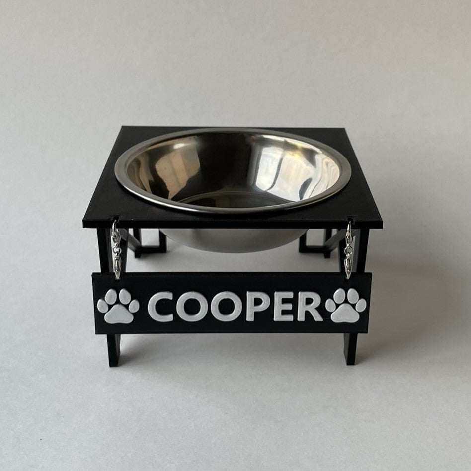 Single Personalized Dog Bowl - Elevated Dog Bowl - Customizable Dog Bowl - Front View
